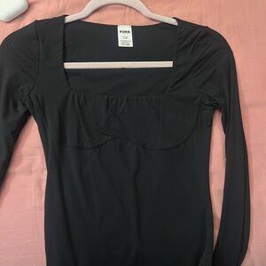 Black Victoria's Secret PINK long sleeve bodysuit with square neckline